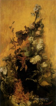 Flores Painting - stilleben mit rosen flor Hans Makart